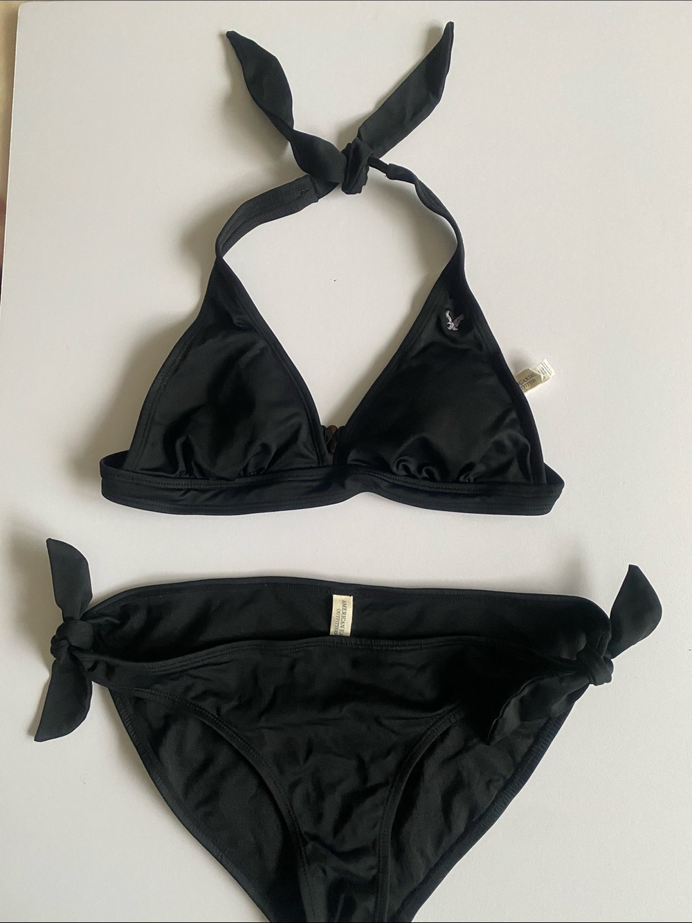 American Eagle Outfitters Black Tie-Halter Bikini Set